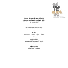 Lade das Bild in den Galerie-Viewer, Ticket für Genuss & Geschichten „Hopfen und Malz, edel wie Salz“ am 08.02.2026