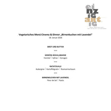 Lade das Bild in den Galerie-Viewer, Ticket für Cinema & Dinner "Birnenkuchen mit Lavendel" am 18.01.2026