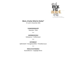 Lade das Bild in den Galerie-Viewer, Ticket für "Frischer Wind im Herbst - unsere Auzbis übernehmen das Restaurant" am 13. November 2026
