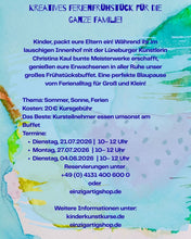 Lade das Bild in den Galerie-Viewer, Kinderkunstkurs im einzigartig - mit Christina Kaul | 27. Juli 2026
